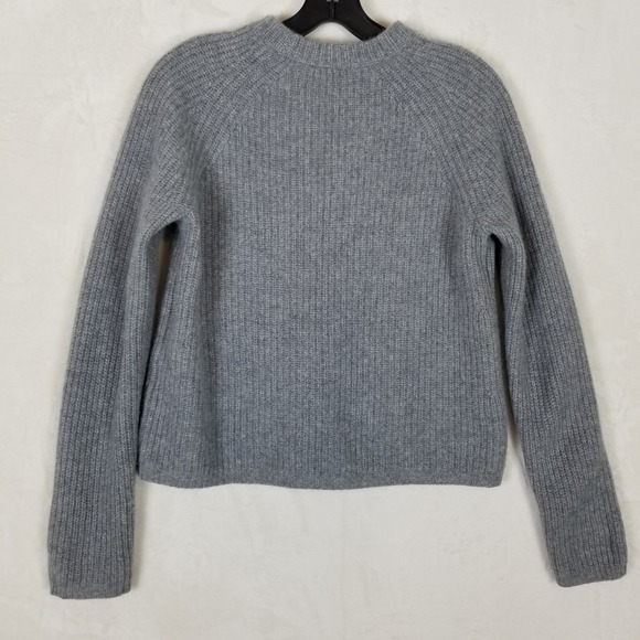 Quince 100% Cashmere Ribbed Crew Neck Sweater Gray Raglan Sleeve Womens S - Picture 7 of 9